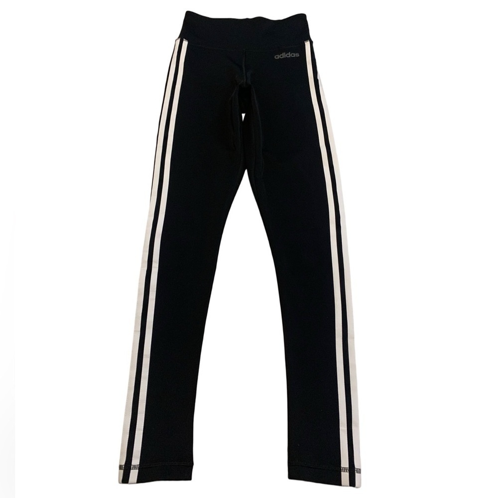 Adidas Black & White 3-Stripe Cropped Leggings - XS Climalite